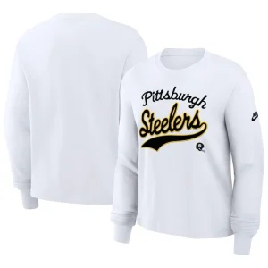 Pittsburgh steelers nike womens essential long sleeve boxy t shirt White