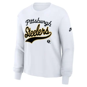 Pittsburgh steelers nike womens essential long sleeve boxy t shirt White S