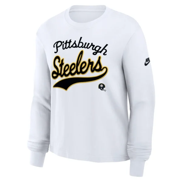 Pittsburgh steelers nike womens essential long sleeve boxy t shirt White S