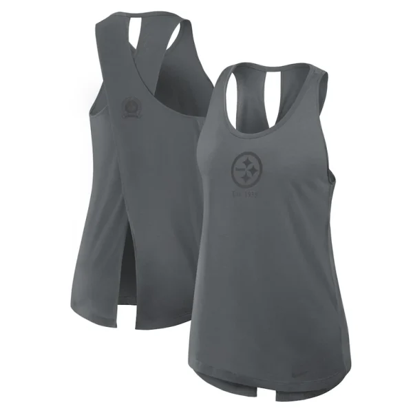 Pittsburgh steelers nike womens established date crisscross performance tank top Gray
