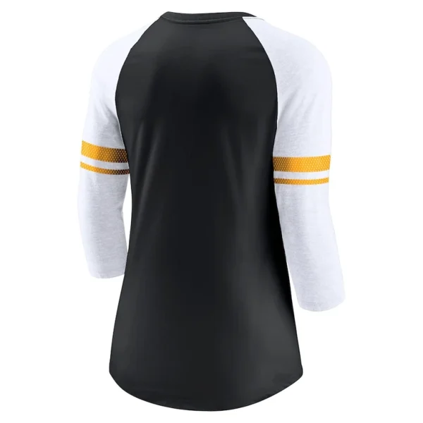 Pittsburgh steelers nike womens fashion 34 sleeve lightweight raglan fashion t shirt Black M