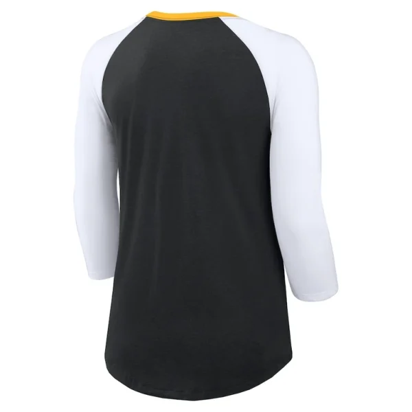 Pittsburgh steelers nike womens knockout arch raglan tri blend 34 sleeve t shirt Blackwhite M