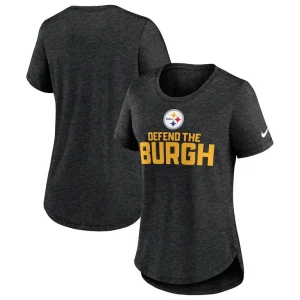 Pittsburgh steelers nike womens local fashion tri blend t shirt Heather black