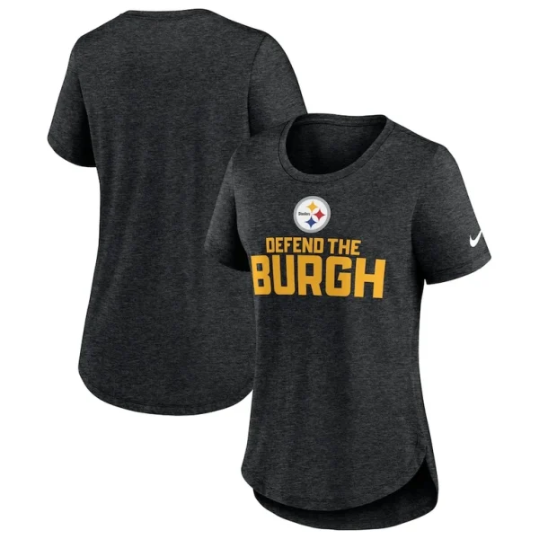 Pittsburgh steelers nike womens local fashion tri blend t shirt Heather black