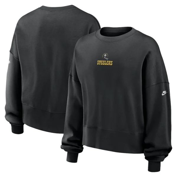 Pittsburgh steelers nike womens oversized rewind pullover sweatshirt Black