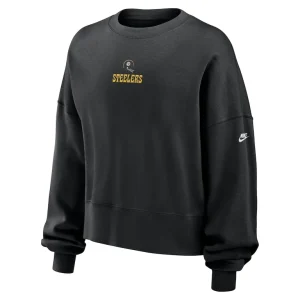 Pittsburgh steelers nike womens oversized rewind pullover sweatshirt Black S