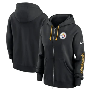 Pittsburgh steelers nike womens plus size phoenix full zip hoodie Black