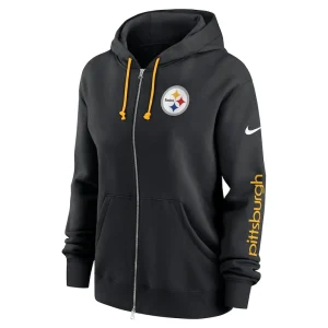 Pittsburgh steelers nike womens plus size phoenix full zip hoodie Black Plus 2X