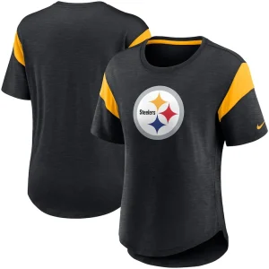 Pittsburgh steelers nike womens primary logo fashion top Heather black