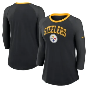 Pittsburgh steelers nike womens raglan 34 sleeve t shirt Black