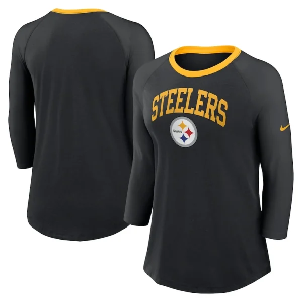 Pittsburgh steelers nike womens raglan 34 sleeve t shirt Black
