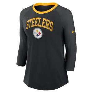 Pittsburgh steelers nike womens raglan 34 sleeve t shirt Black S