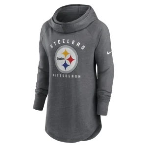 Pittsburgh steelers nike womens raglan funnel neck pullover hoodie Heather charcoal S
