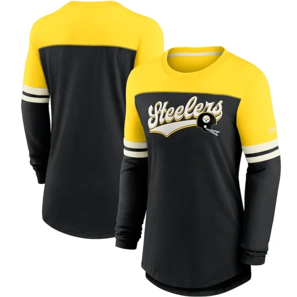 Pittsburgh steelers nike womens retro script performance tri blend long sleeve t shirt Blackgold