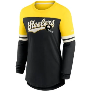 Pittsburgh steelers nike womens retro script performance tri blend long sleeve t shirt Blackgold S