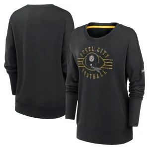 Pittsburgh steelers nike womens rewind playback icon performance pullover sweatshirt Black
