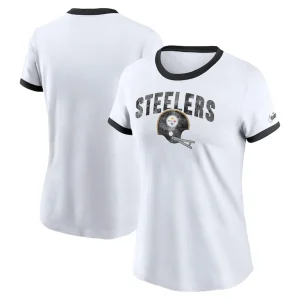 Pittsburgh steelers nike womens rewind ringer tri blend t shirt White