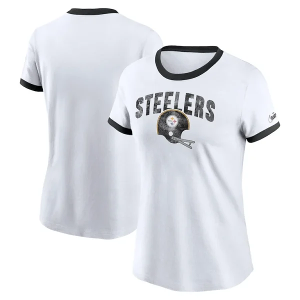 Pittsburgh steelers nike womens rewind ringer tri blend t shirt White