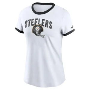 Pittsburgh steelers nike womens rewind ringer tri blend t shirt White S