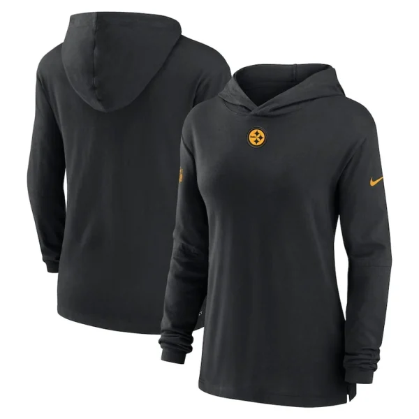 Pittsburgh steelers nike womens sideline performance long sleeve hoodie t shirt Black