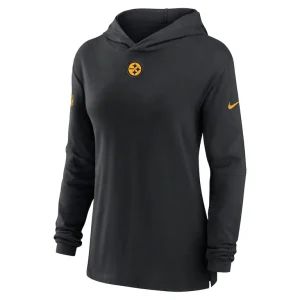 Pittsburgh steelers nike womens sideline performance long sleeve hoodie t shirt Black S