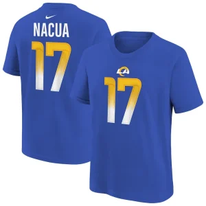 Puka nacua los angeles rams nike youth player name number t shirt Royal