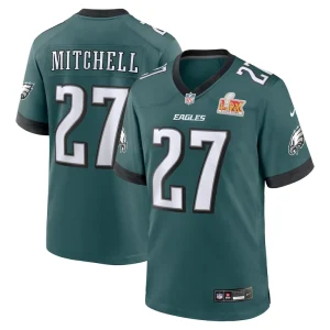 Quinyon mitchell philadelphia eagles nike super bowl lix game player jersey Midnight green