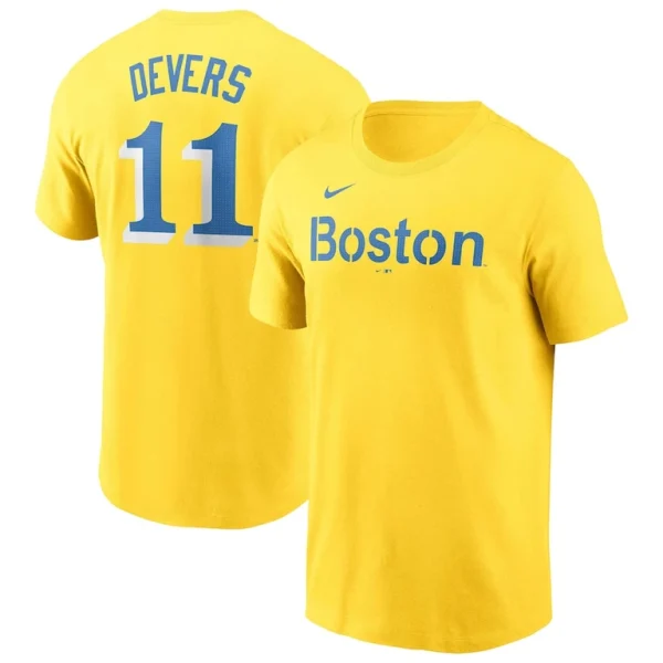 Rafael devers boston red sox nike city connect fuse name number t shirt Gold
