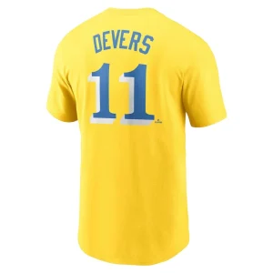 Rafael devers boston red sox nike city connect fuse name number t shirt Gold L