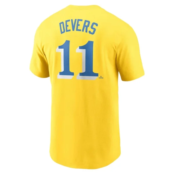 Rafael devers boston red sox nike city connect fuse name number t shirt Gold L