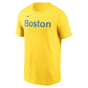 Rafael devers boston red sox nike city connect fuse name number t shirt Gold M