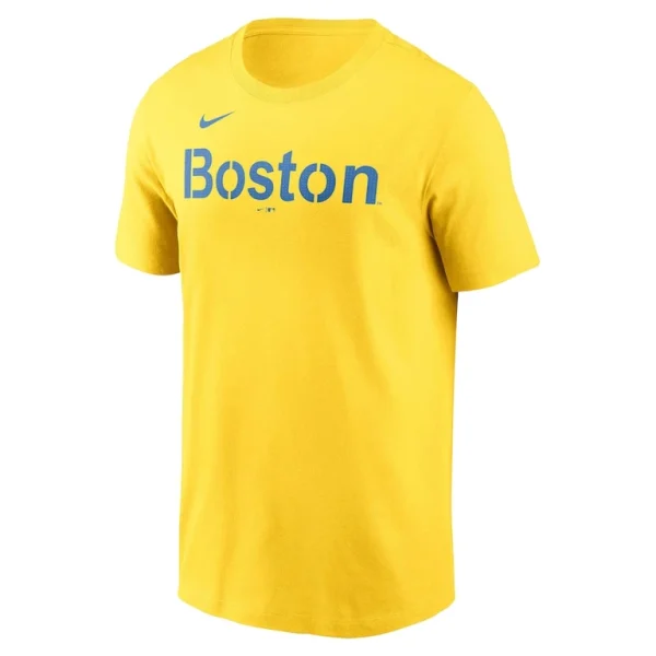 Rafael devers boston red sox nike city connect fuse name number t shirt Gold M