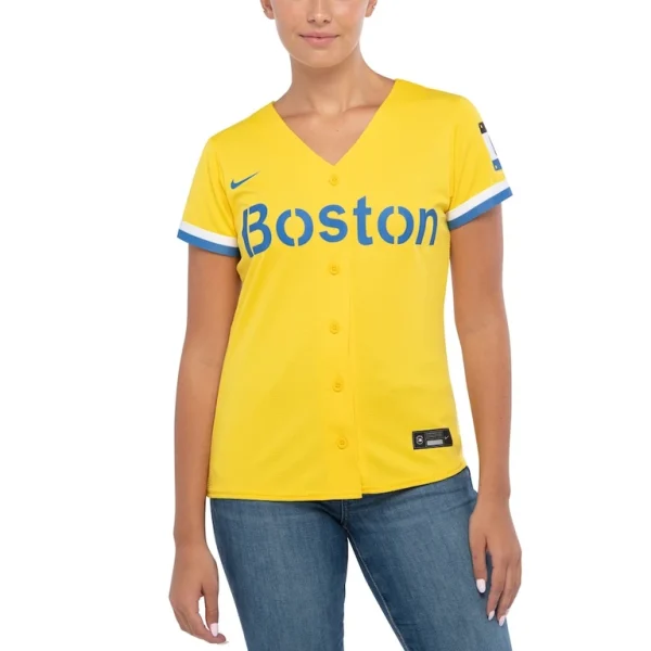 Rafael devers boston red sox nike womens city connect replica player jersey Gold XL