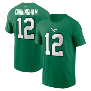 Randall cunningham philadelphia eagles nike retired player name number t shirt Kelly green