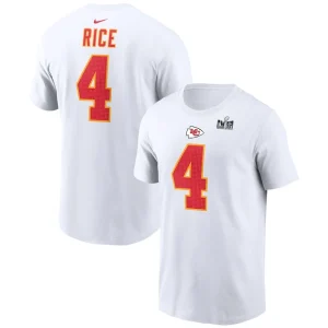 Rashee rice kansas city chiefs nike super bowl lviii patch player name number t shirt White