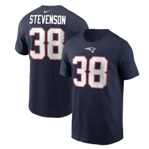 Rhamondre stevenson new england patriots nike player name number t shirt Navy