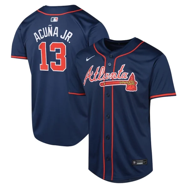 Ronald acuna jr. atlanta braves nike youth alternate limited player jersey – navy Multi