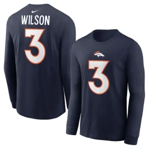 Russell wilson denver broncos nike player name number long sleeve t shirt Navy