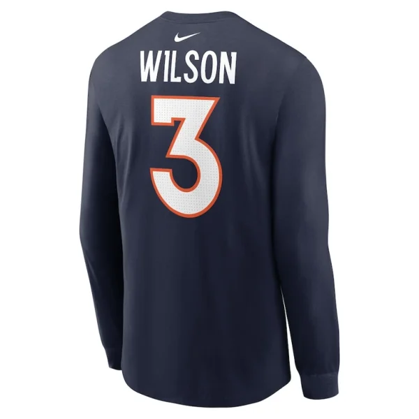 Russell wilson denver broncos nike player name number long sleeve t shirt Navy L