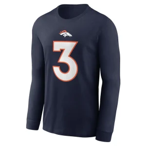 Russell wilson denver broncos nike player name number long sleeve t shirt Navy M