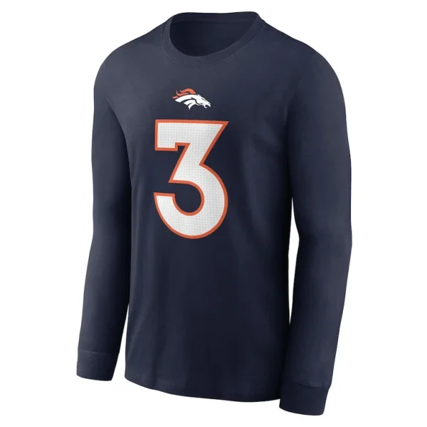 Russell wilson denver broncos nike player name number long sleeve t shirt Navy M