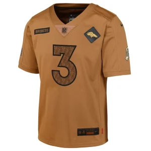 Russell wilson denver broncos nike salute to service limited jersey Brown Yth M