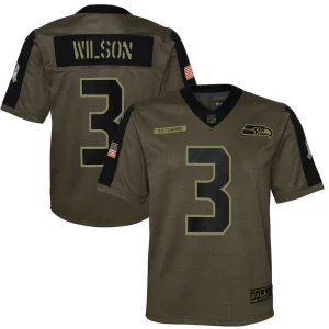 Russell wilson seattle seahawks nike youth salute to service game jersey Olive