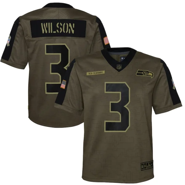 Russell wilson seattle seahawks nike youth salute to service game jersey Olive