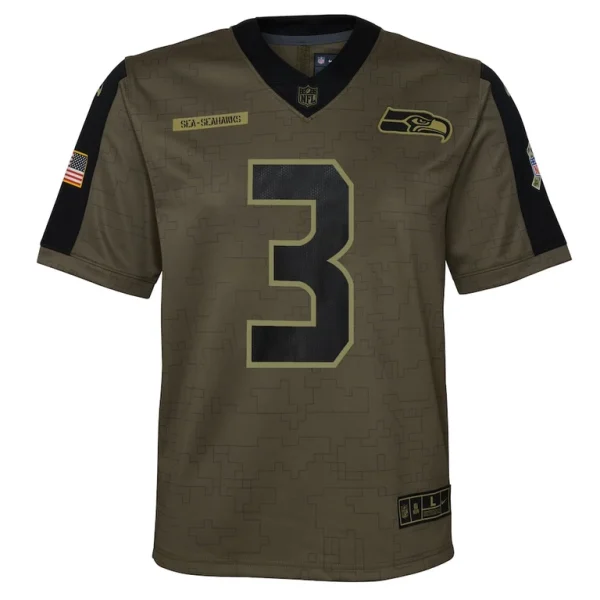Russell wilson seattle seahawks nike youth salute to service game jersey Olive Yth M
