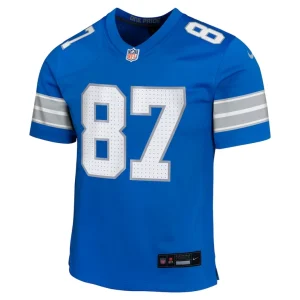 Sam laporta detroit lions nike youth team player game jersey Blue Yth M