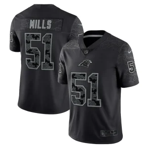 Sam mills carolina panthers nike retired player rflctv limited jersey Black