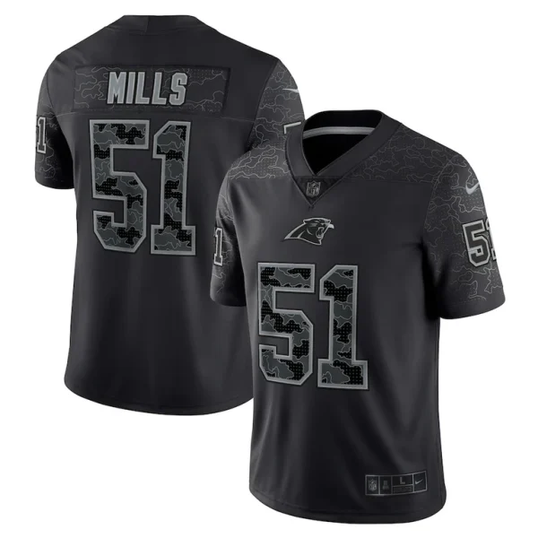 Sam mills carolina panthers nike retired player rflctv limited jersey Black