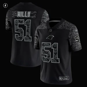 Sam mills carolina panthers nike retired player rflctv limited jersey Black M