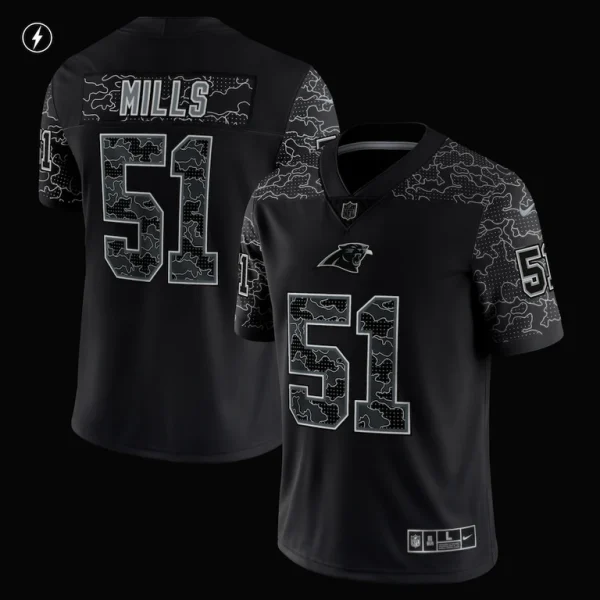 Sam mills carolina panthers nike retired player rflctv limited jersey Black M